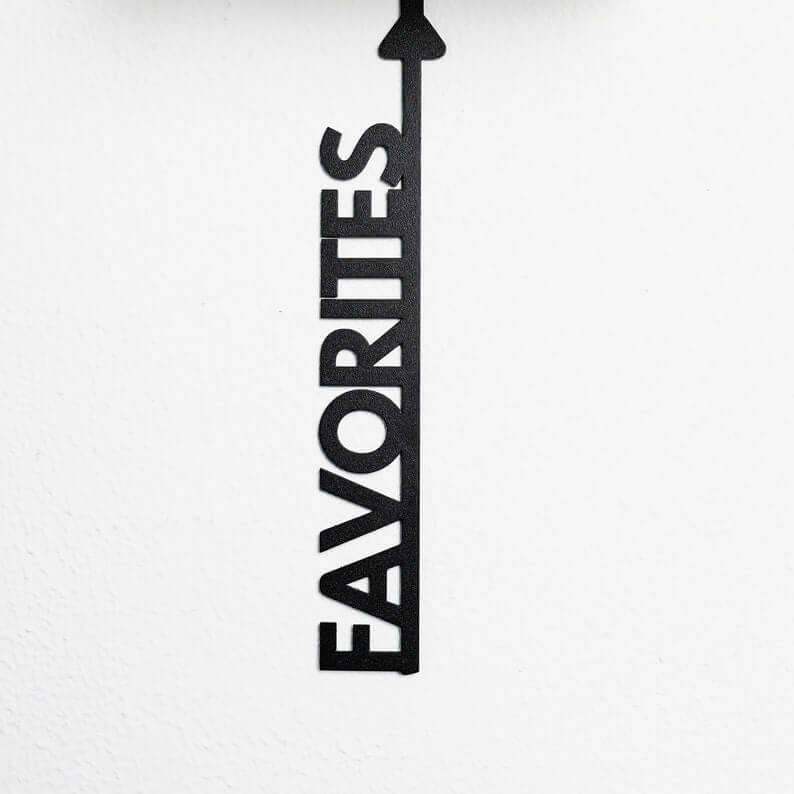 Metal Favorites Wall Shelf with Vertical Text Detail in Powder-Coated Steel - Metaloslav 