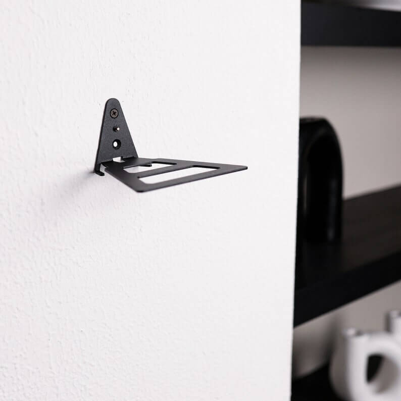 Metal Favorites Wall Shelf with Vertical Text Detail in Powder-Coated Steel - Metaloslav 