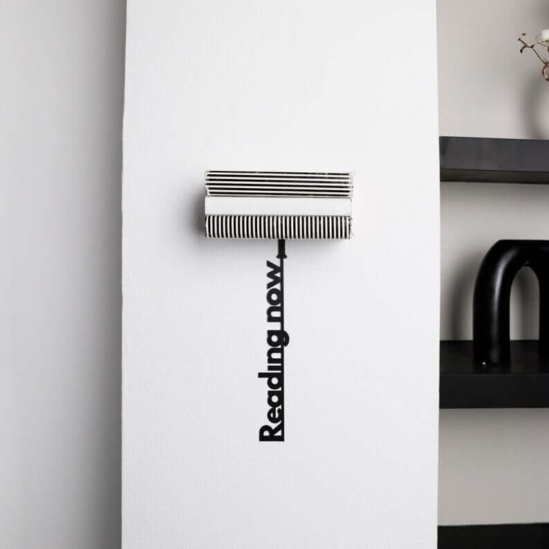 Invisible Metal Bookshelf with Reading Now Cutout Design - Metaloslav 