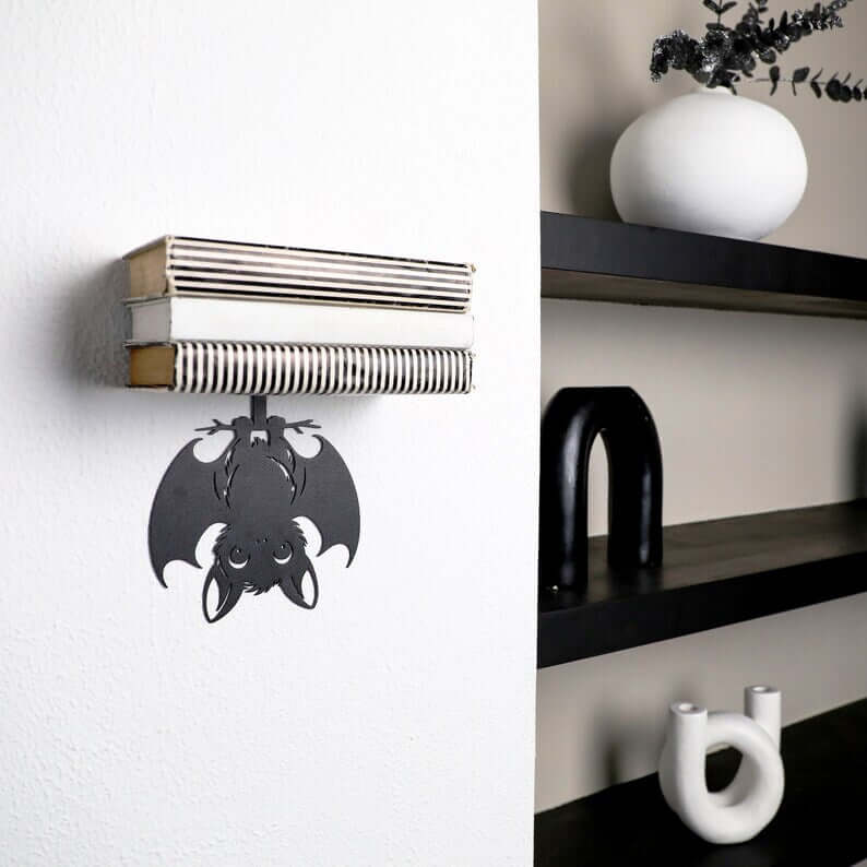Metal Bat Wall Shelf Accent in Powder-Coated Steel - Metaloslav 