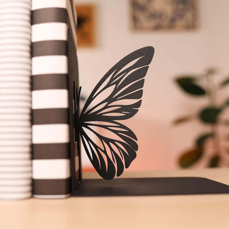 Metal Butterfly Wing Bookends in Powder-Coated Steel - Metaloslav 