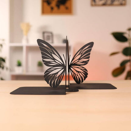 Metal Butterfly Wing Bookends in Powder-Coated Steel - Metaloslav 