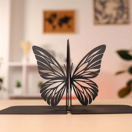 Metal Butterfly Wing Bookends in Powder-Coated Steel - Metaloslav 