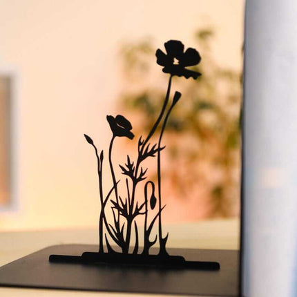 Metal Flower Bouquet Bookends Set with Floral Silhouette Design - Metaloslav 