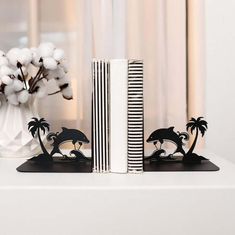 Metal Dolphin Decorative Accent in Powder-Coated Steel - Metaloslav 