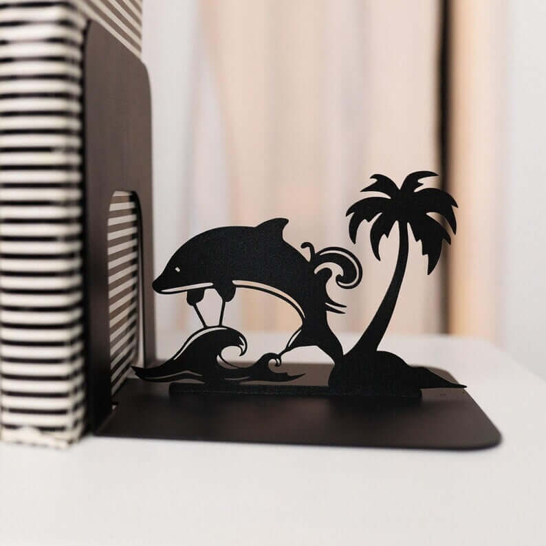 Metal Dolphin Decorative Accent in Powder-Coated Steel - Metaloslav 