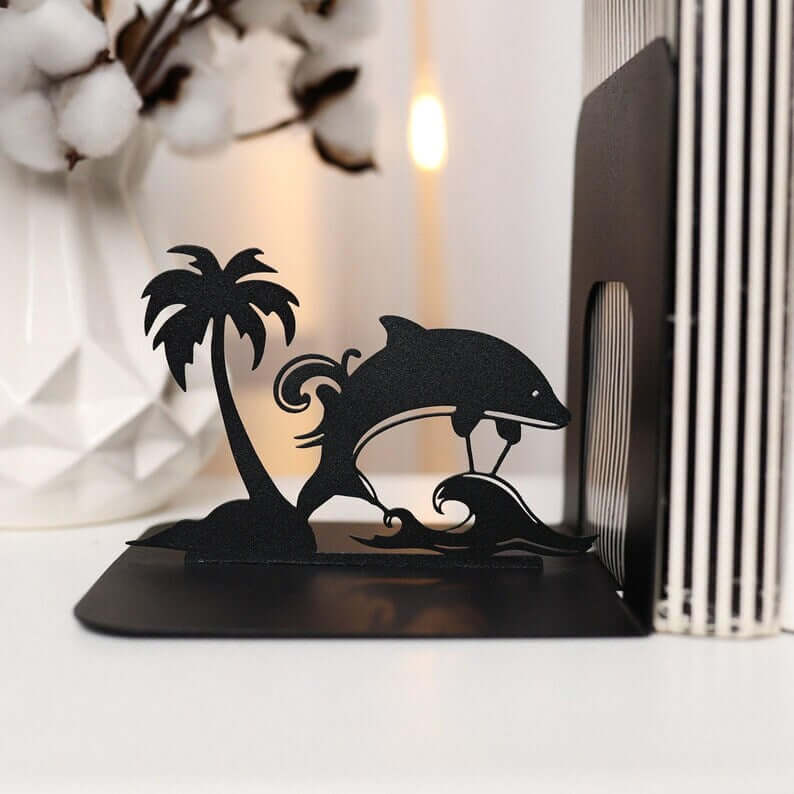 Metal Dolphin Decorative Accent in Powder-Coated Steel - Metaloslav 