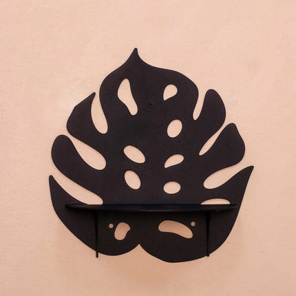 Metal Monstera Leaf Wall Shelf with Botanical Cutout Design - Metaloslav 