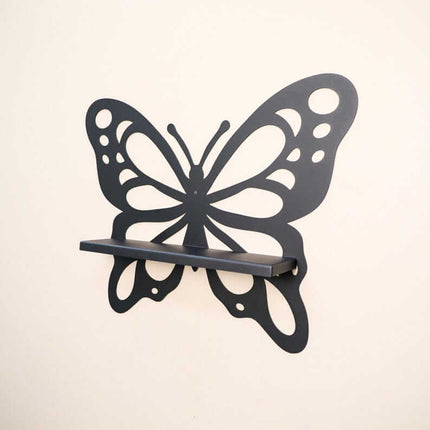 Metal Butterfly Wall Shelf with Laser Cut Wings for Bathroom Storage - Metaloslav 