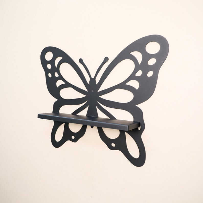 Metal Butterfly Wall Shelf with Laser Cut Wings for Bathroom Storage - Metaloslav 
