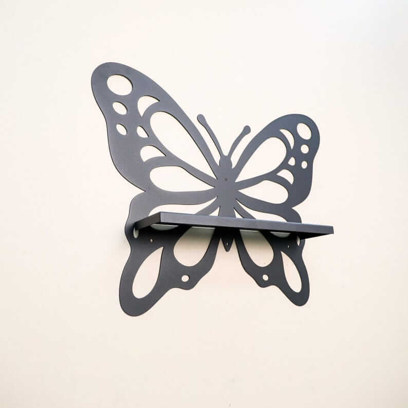 Metal Butterfly Wall Shelf with Laser Cut Wings for Bathroom Storage - Metaloslav 