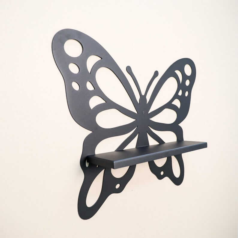 Metal Butterfly Wall Shelf with Laser Cut Wings for Bathroom Storage - Metaloslav 