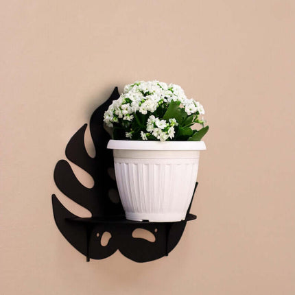 Metal Monstera Leaf Wall Shelf with Botanical Cutout Design - Metaloslav 