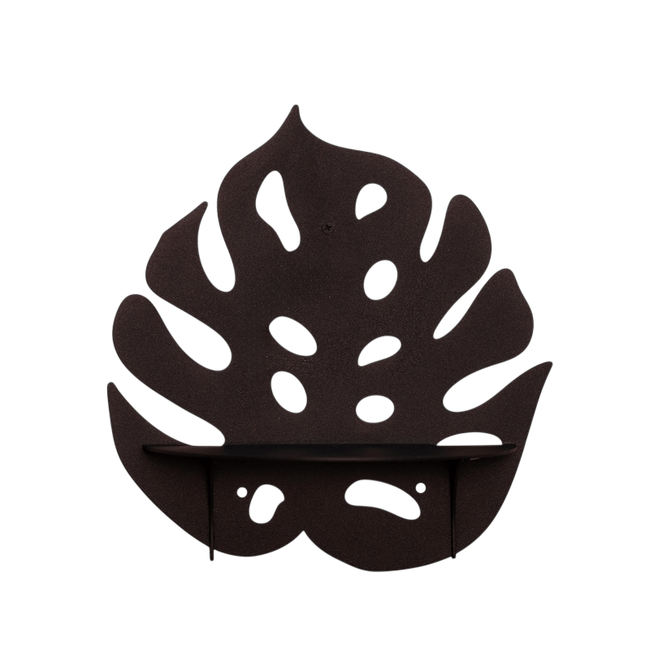 Metal Monstera Leaf Wall Shelf with Botanical Cutout Design - Metaloslav 