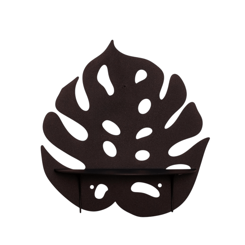 Metal Monstera Leaf Wall Shelf with Botanical Cutout Design - Metaloslav 