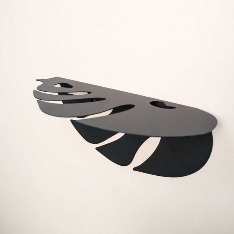 Metal Monstera Leaf Wall Shelf with Cutout Botanical Design - Metaloslav 
