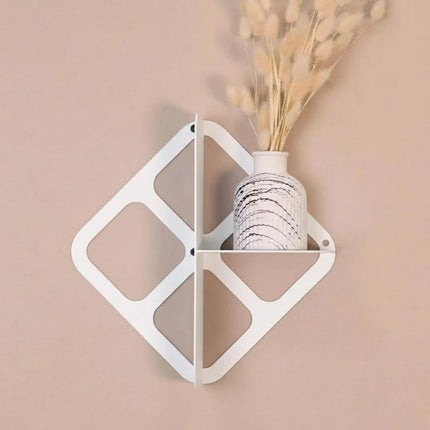 Geometric Metal Wall Shelf with Diamond Frame, Modern Minimalist Design