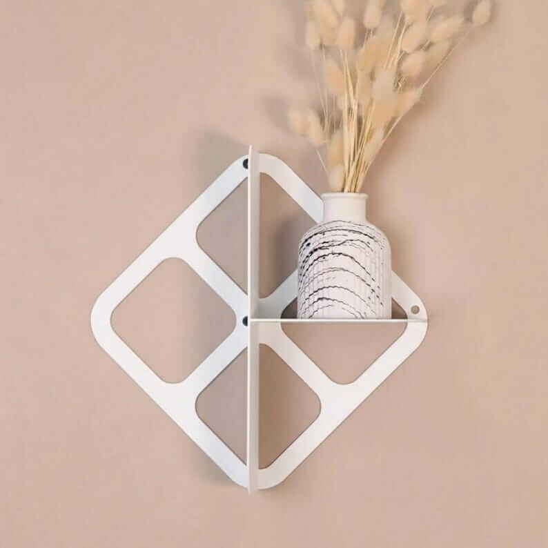 Geometric Metal Wall Shelf with Diamond Frame, Modern Minimalist Design - Metaloslav 