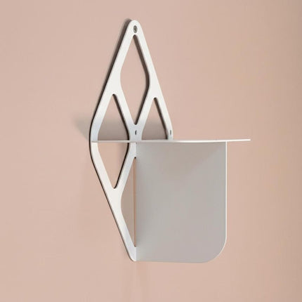 Geometric Metal Wall Shelf with Diamond Frame, Modern Minimalist Design