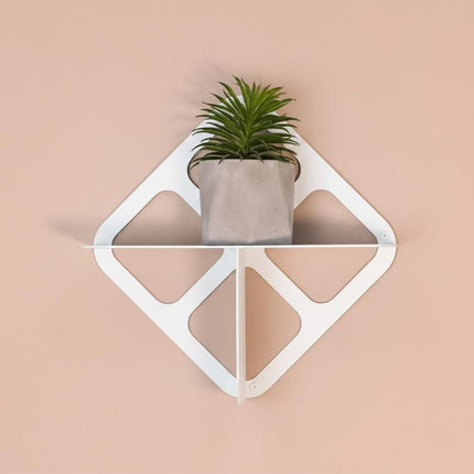 Geometric Metal Wall Shelf with Diamond Frame, Modern Minimalist Design