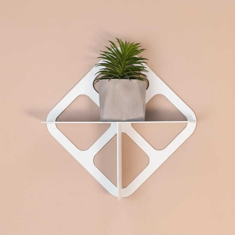 Geometric Metal Wall Shelf with Diamond Frame, Modern Minimalist Design - Metaloslav 