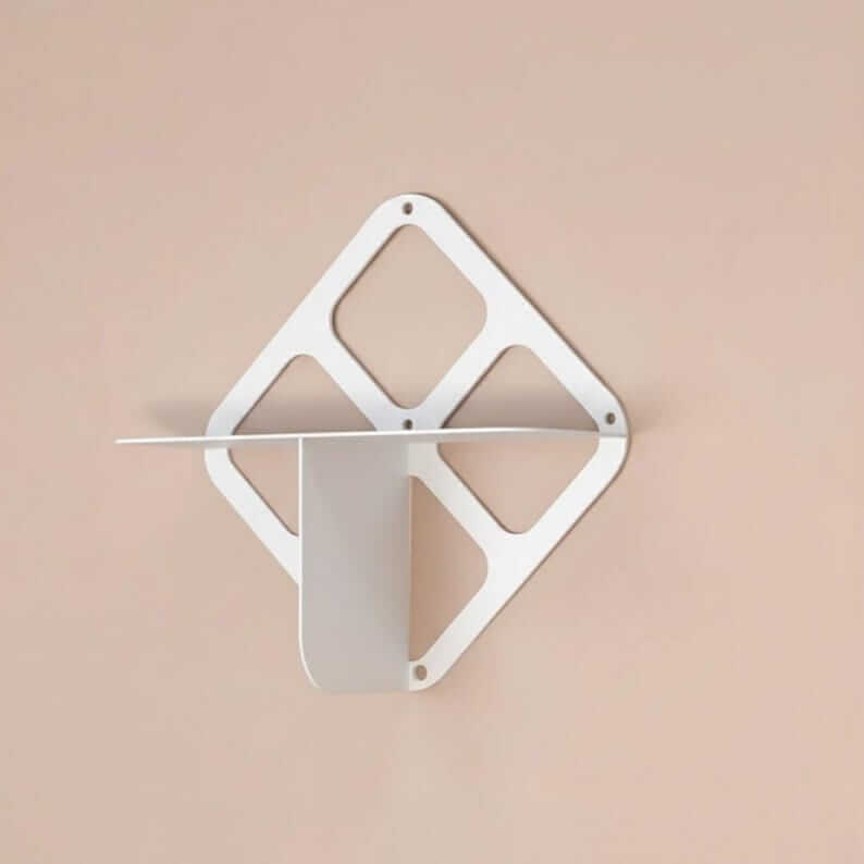 Geometric Metal Wall Shelf with Diamond Frame, Modern Minimalist Design - Metaloslav 