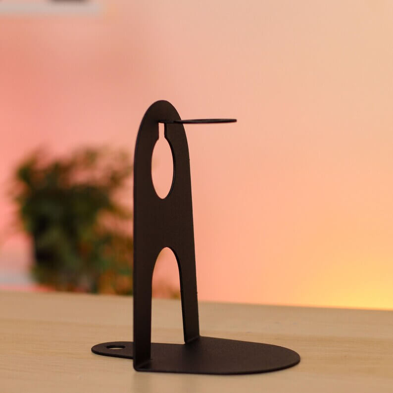 Metal Bookends with Glass Flower Flasks, Minimal Tabletop Decor - Metaloslav 