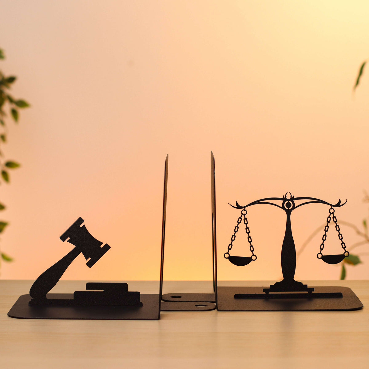 Metal Bookends – Justice Scales & Gavel Steel Book Holder Lawyer Gift