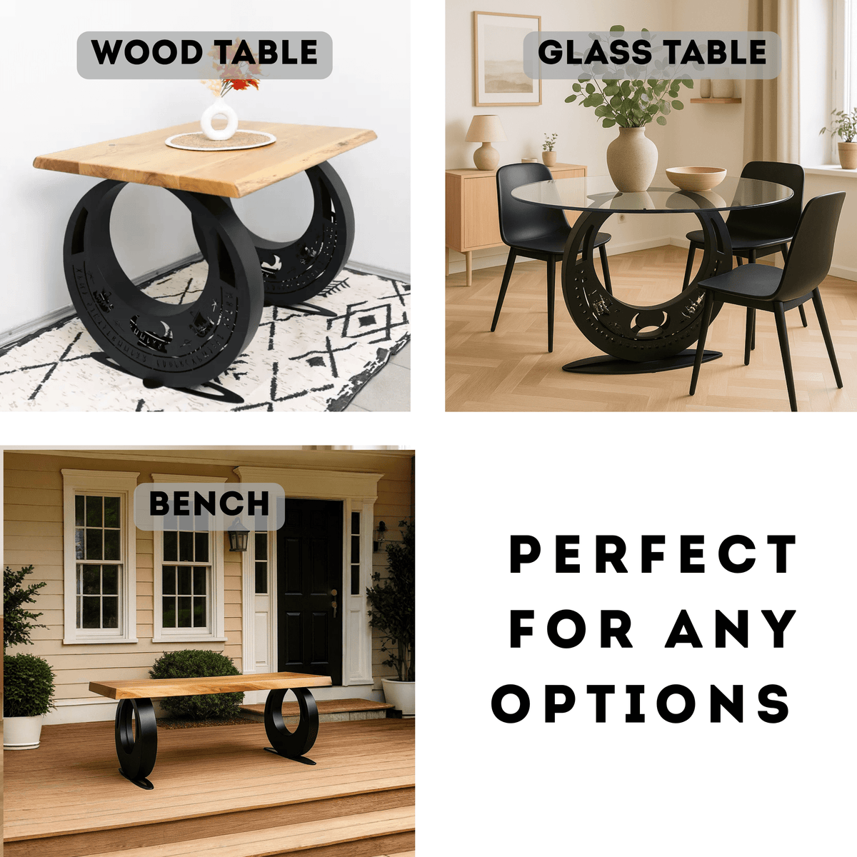 Metal Table Legs – Horseshoe Steel Base for Coffee & Dining Tables