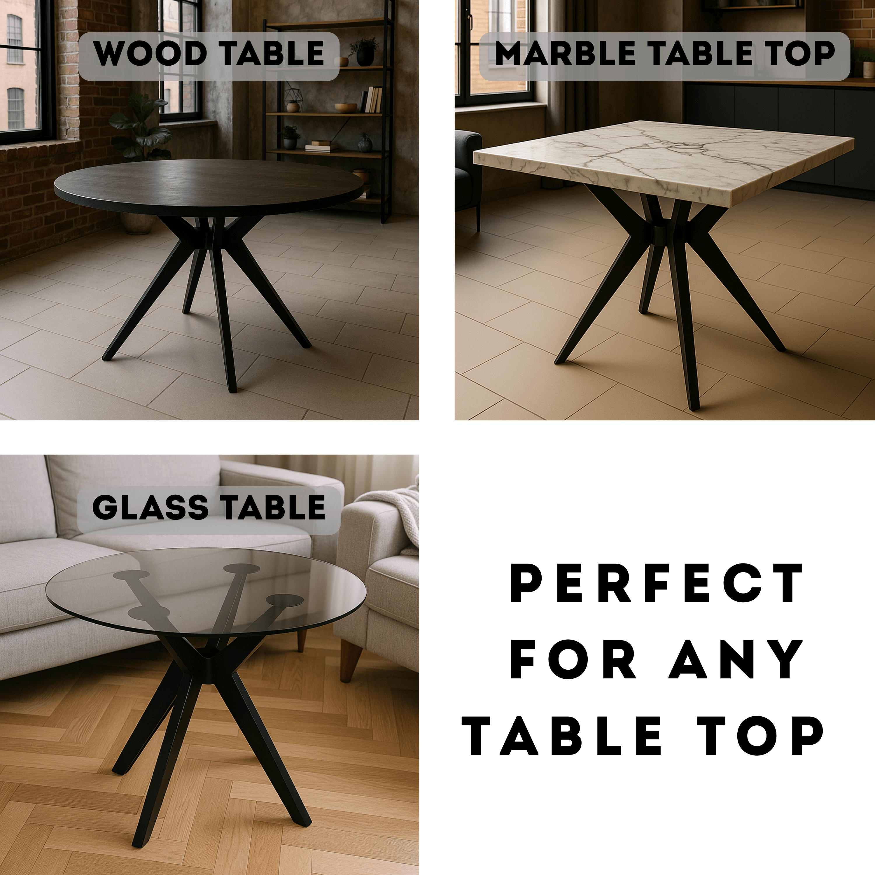 Metal Table Legs – Spider Steel Base for Dining & Coffee Tables
