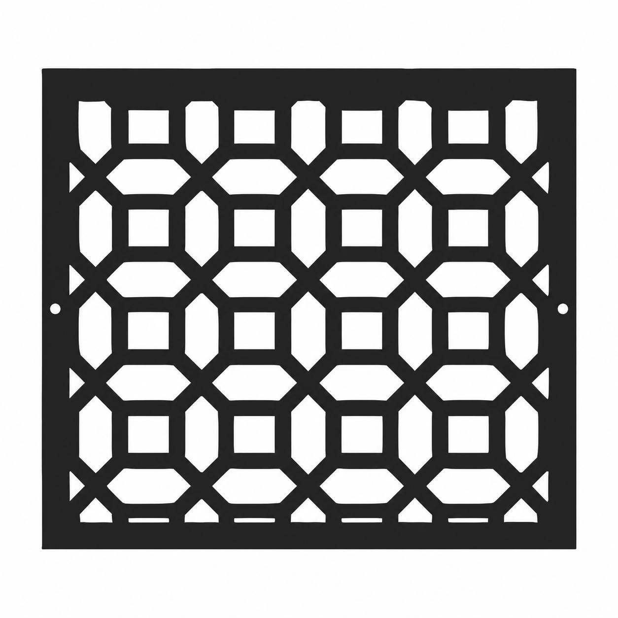 Modern geometric metal vent cover with custom laser-cut steel HVAC grille