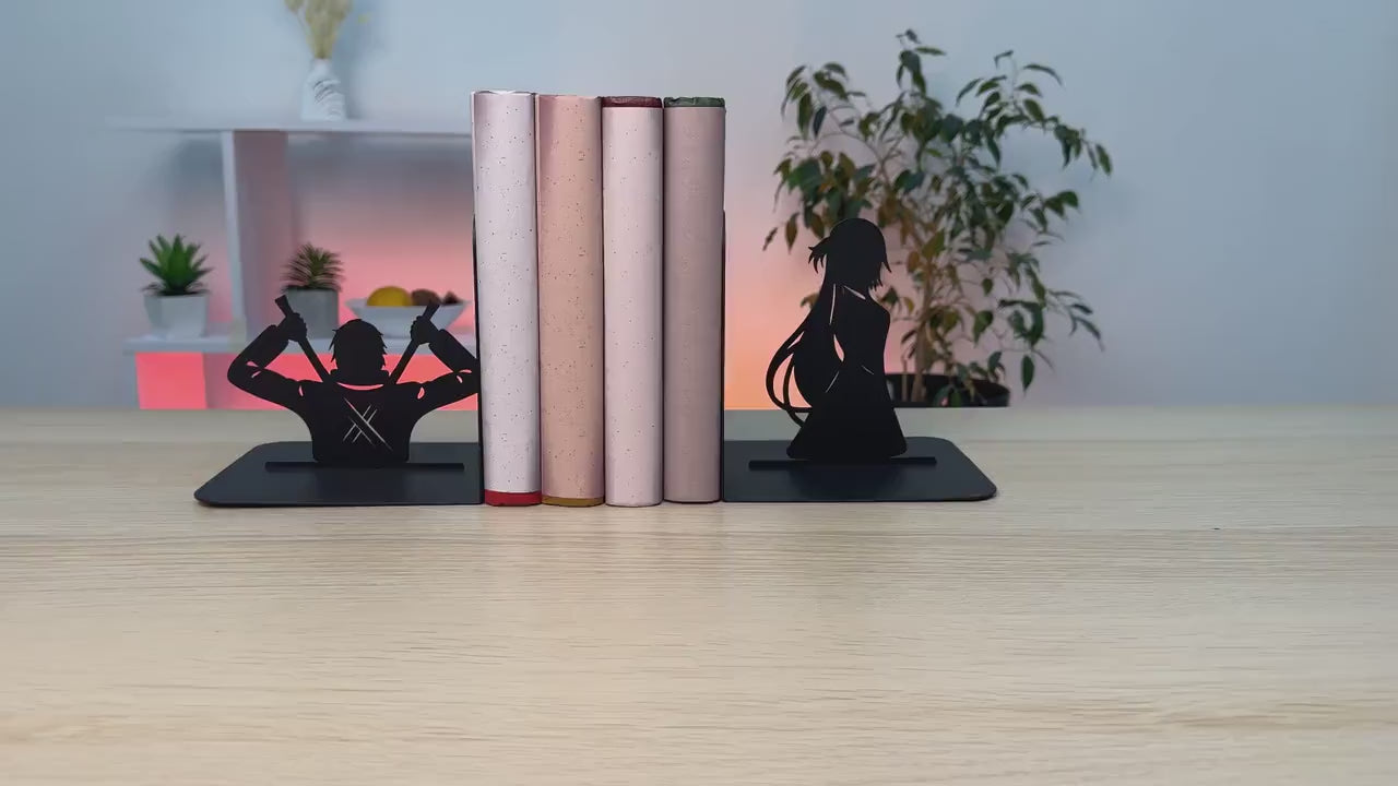 Manga Character Metal Bookends Set Powder Coated Steel
