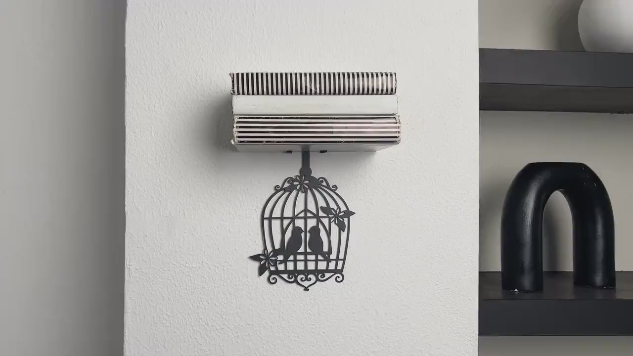 Birdcage Metal Invisible Bookshelf with Decorative Wall Mount