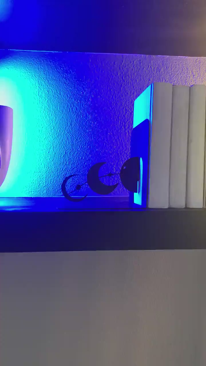 Metal Moon Phases Bookends Set with Celestial Minimalist Design