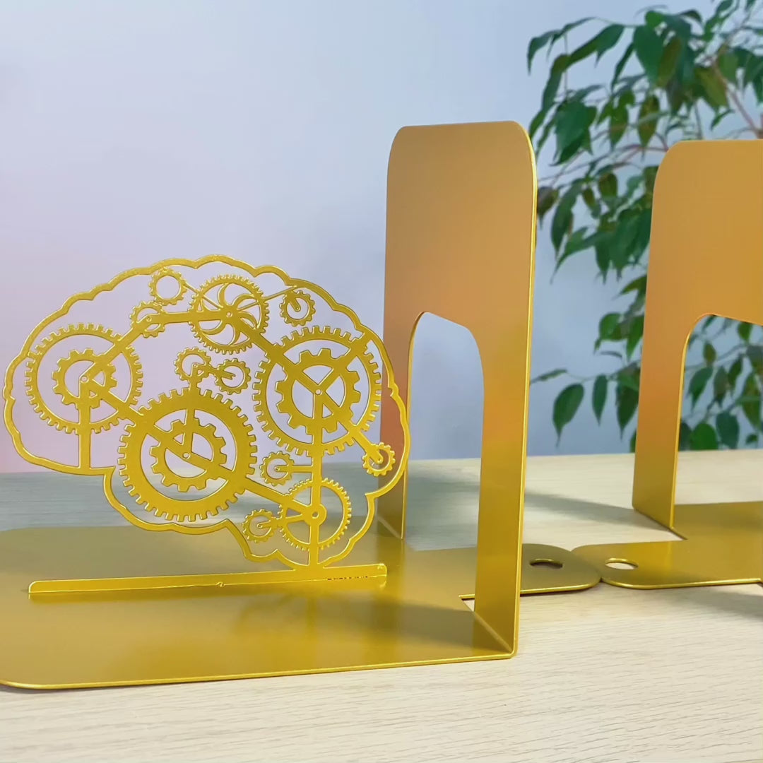 Brain & Psi Symbol Metal Bookends Set