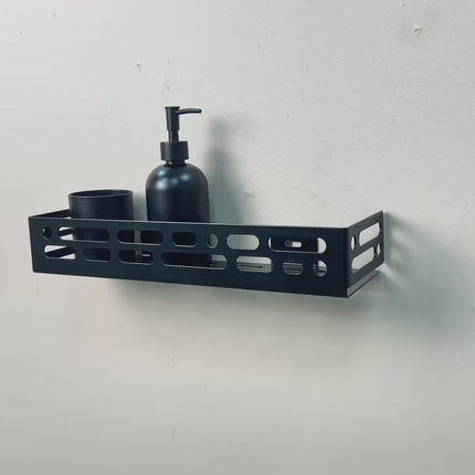 Metal Wall-Mounted Shower Shelf with Open Cutout Design for Bathroom