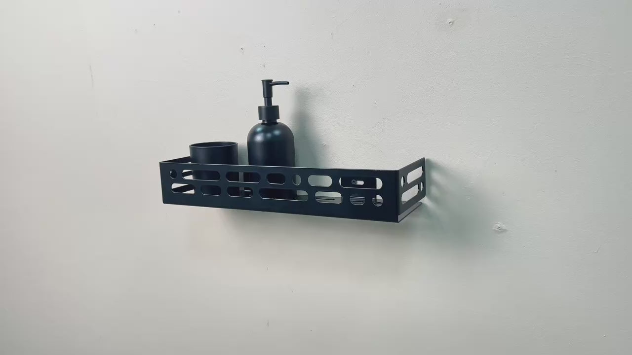Metal Wall-Mounted Shower Shelf with Open Cutout Design for Bathroom