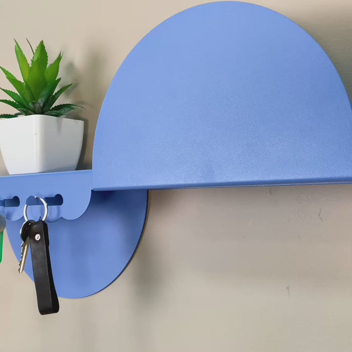 Metal Wall Shelf with Hooks – Floating Steel Shelf for Home & Entryway
