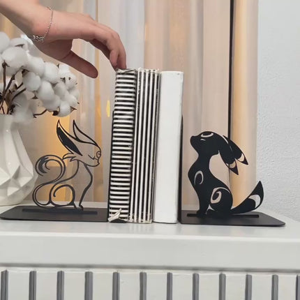 Metal Bookends – Modern Fantasy Steel Book Holder for Shelves