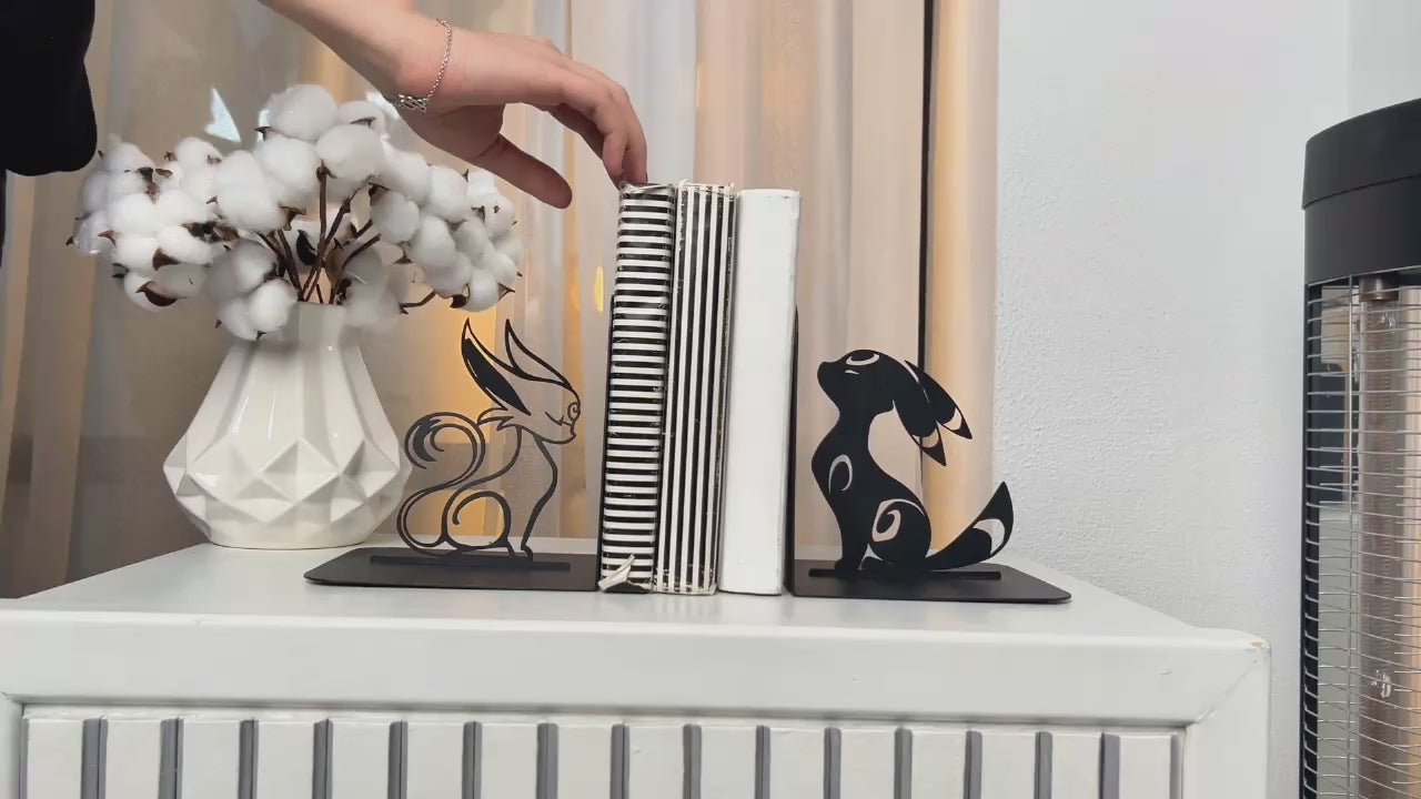 Metal Bookends – Modern Fantasy Steel Book Holder for Shelves