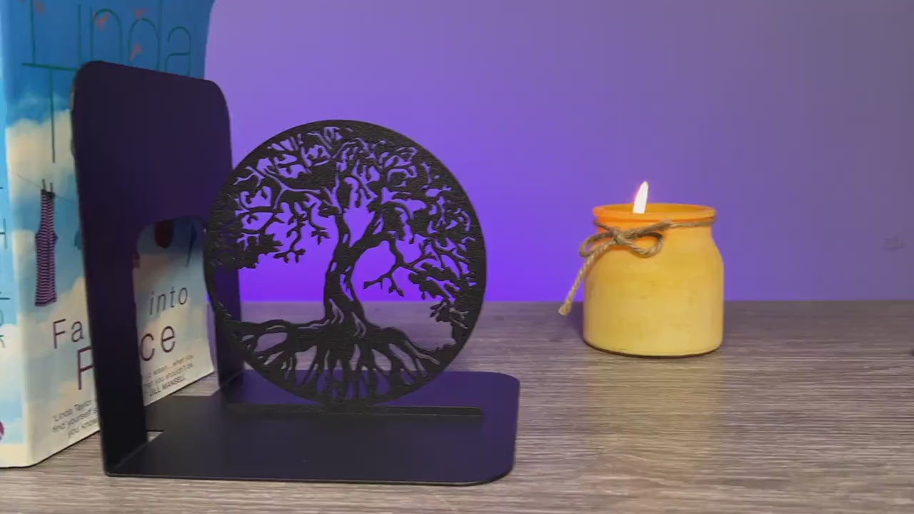 Tree Of Life Book Holder – Modern Steel Library Decor Gift