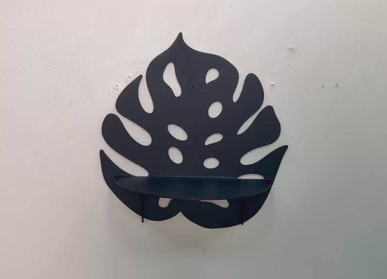 Monstera Leaf Metal Wall Shelf – Botanical Plant Shelf
