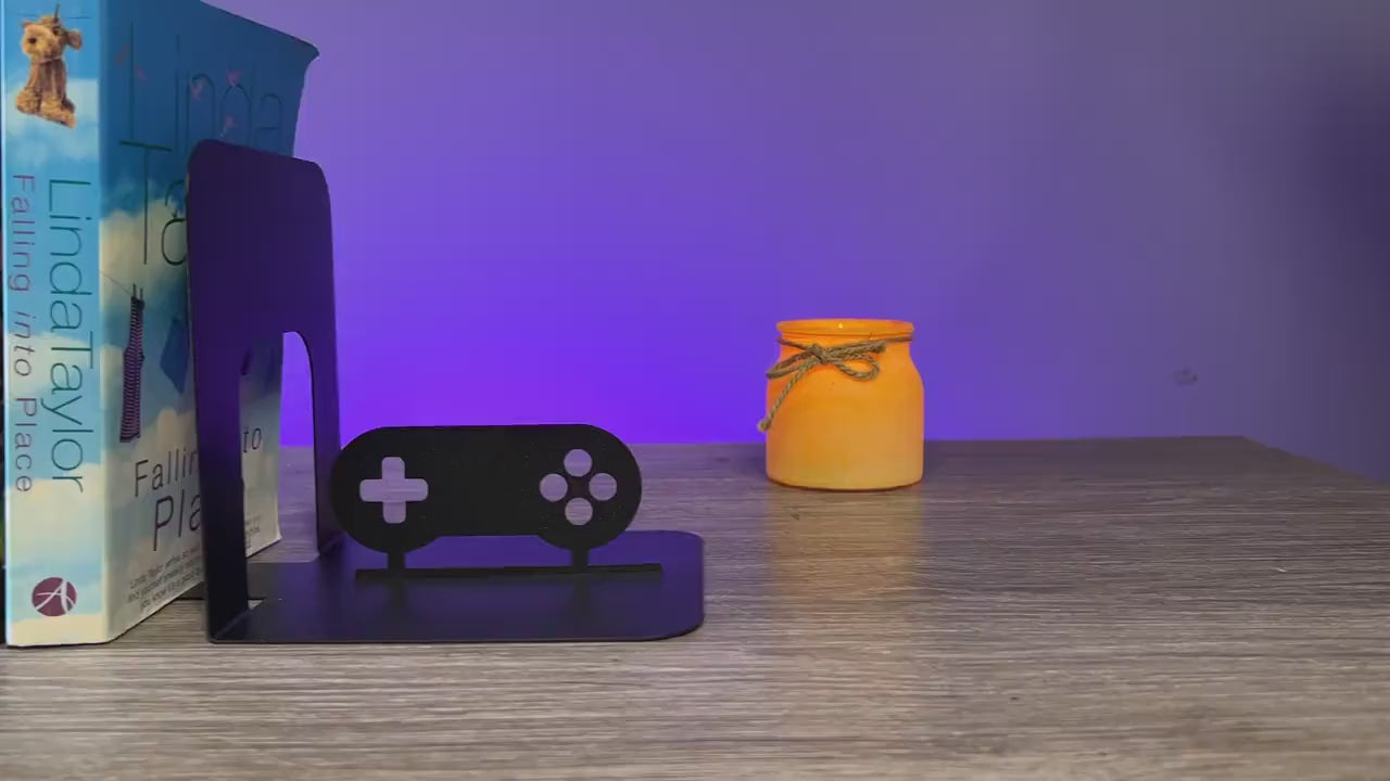 Gaming Controller Metal Bookends, Handmade Steel Gamer Shelf Decor