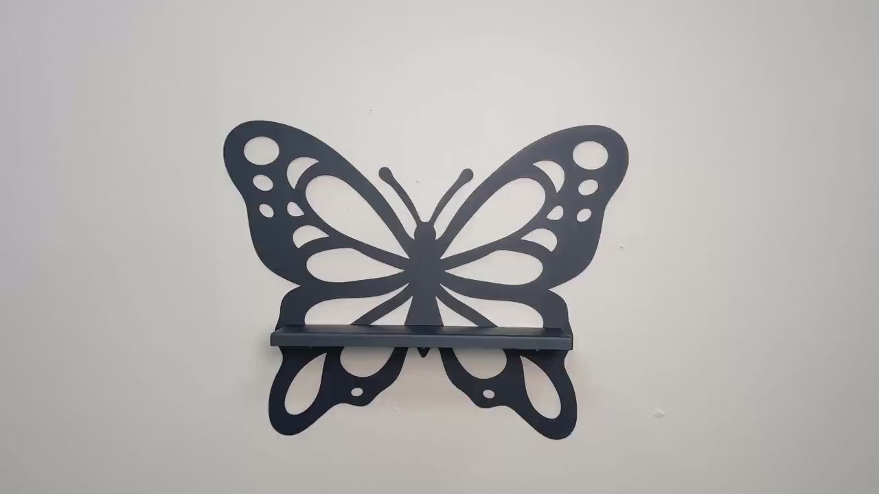 Butterfly Metal Bathroom Wall Shelf, Handmade Steel Organizer