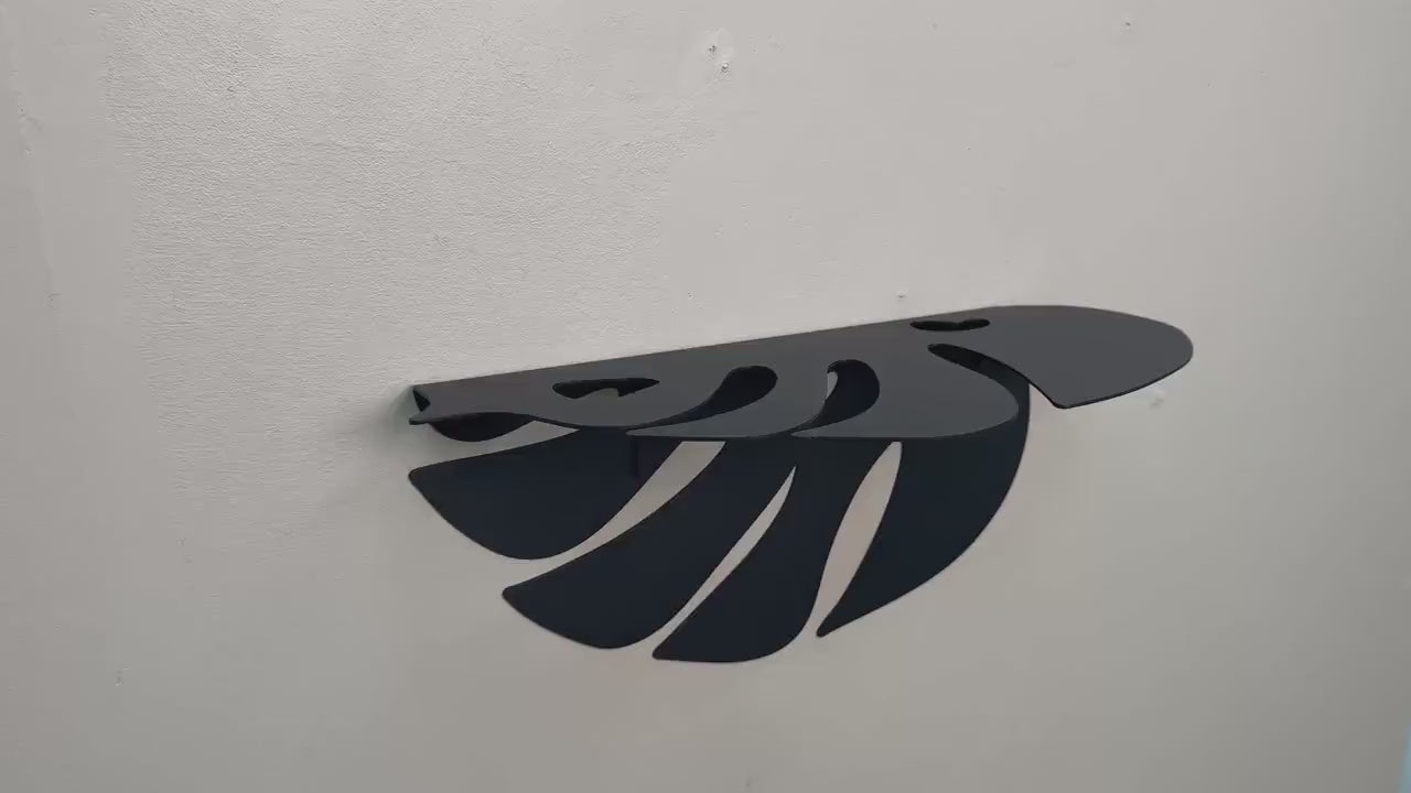 Monstera Leaf Metal Wall Shelf, Handmade Steel Plant Decor