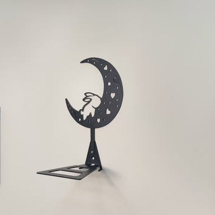 Metal Floating Shelf – Whimsical Rabbit on Moon Decor for Kids’ Rooms
