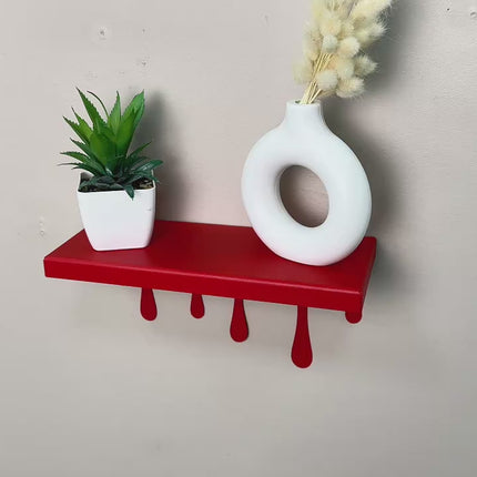 Dripping Metal Floating Wall Shelf with Sculptural Paint-Drip Edge
