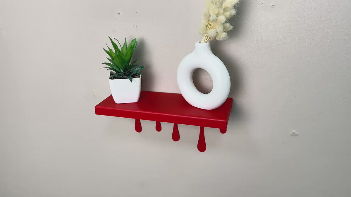 Dripping Metal Floating Wall Shelf with Sculptural Paint-Drip Edge