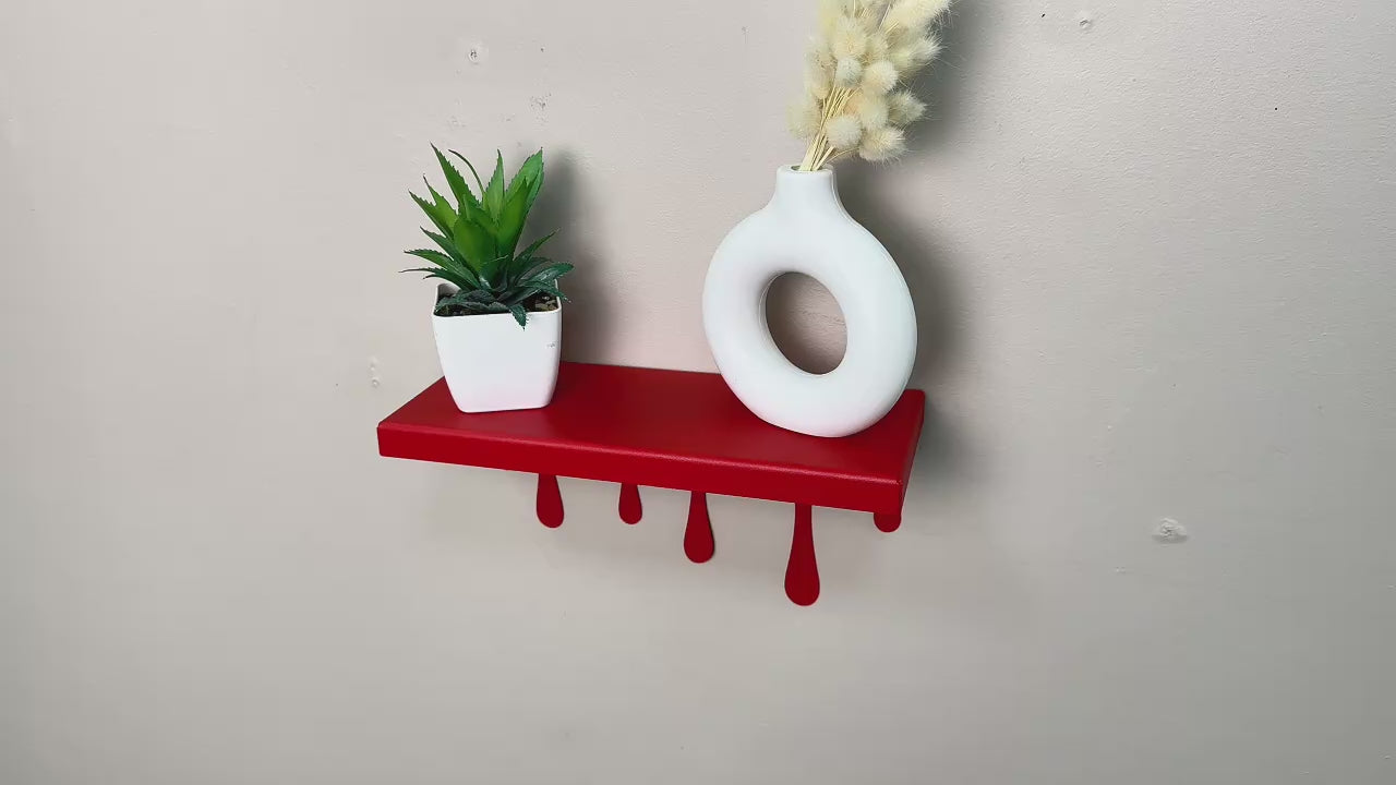 Dripping Metal Floating Wall Shelf with Sculptural Paint-Drip Edge