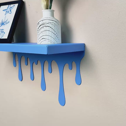 Dripping Metal Floating Wall Shelf with Sculptural Paint-Drip Edge
